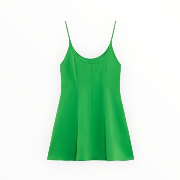 ZARA | Apple Green | FLOWY SHORT DRESS - Picture 2 of 9